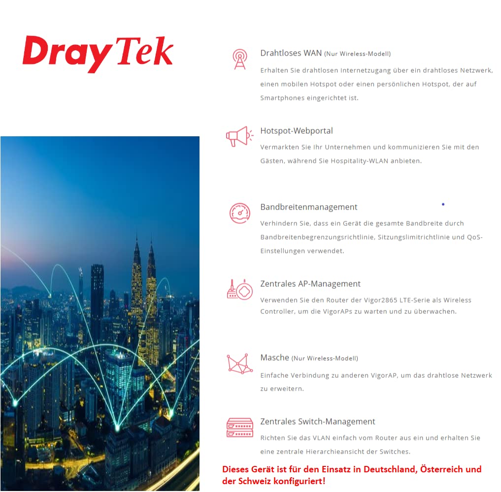 DrayTek Vigor2865Lac - Série LTE 4G LTE & VDSL2 35b VPN Firewall Router (Annex-B)