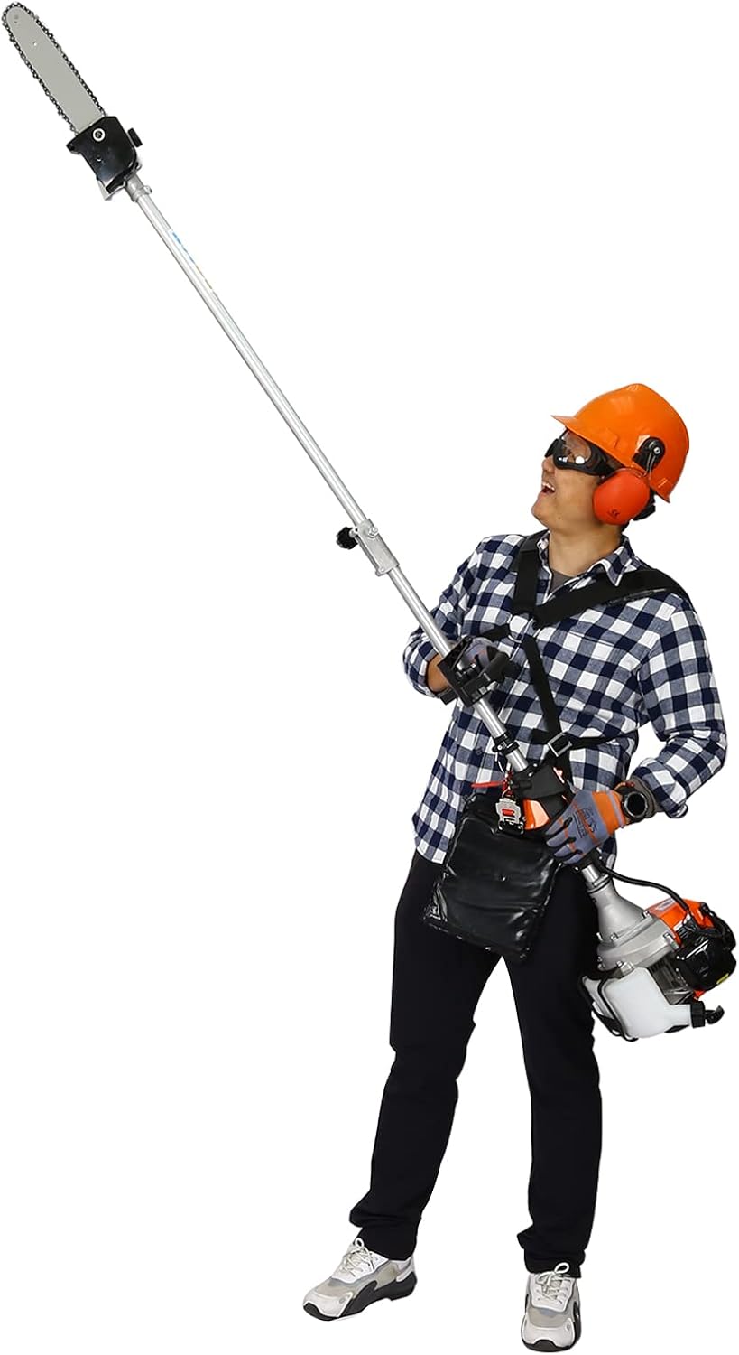 review Goujxcy Hedge Trimmer, 4 in 1 Multi-Functional Trimming Tool, 33CC 2-Cycle Garden Tool System with Gas Pole Saw, Hedge Trimmer, Grass Trimmer, and Brush Cutter for Lawn Care (33CC)