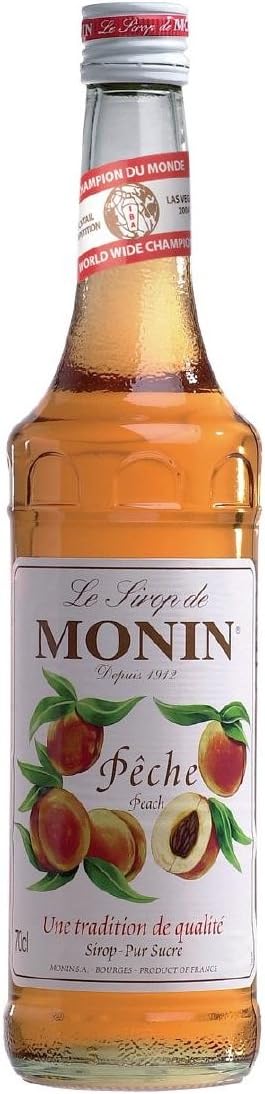 Monan Peach Syrup, 23.7 fl oz (700 ml), 1 Bottle