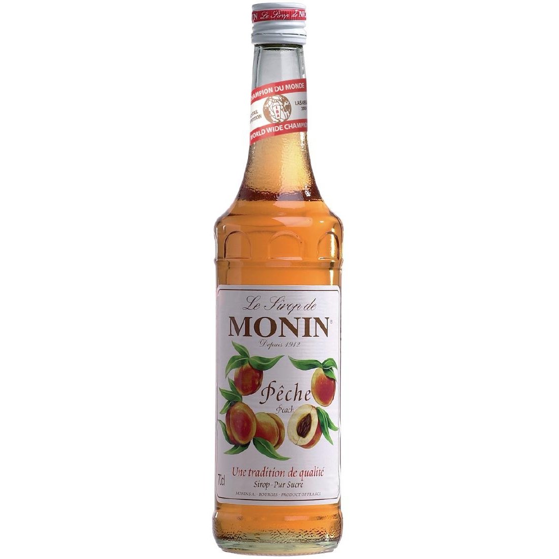 Monan Peach Syrup, 23.7 fl oz (700 ml), 1 Bottle