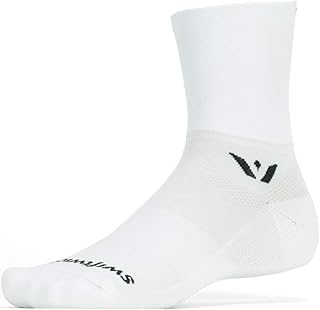 Swiftwick ASPIRE FOUR Trail Running & Cycling Socks, Compression Fit (White, Medium)