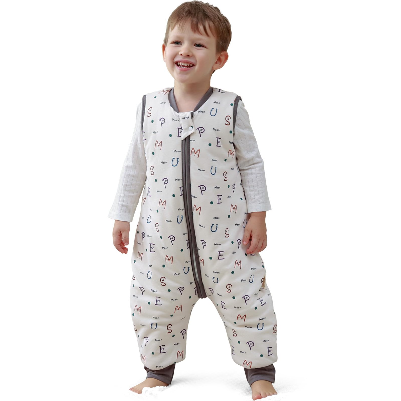 MIKAFEN Baby Winter Sleeping Bag with Feet,Cotton Kids Sleeping Bag 2.5Tog with Legs, Alphabet 100cm/4-5years