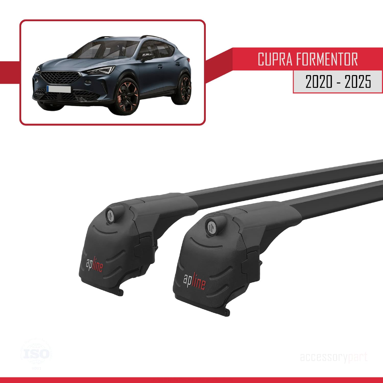 Kompatybilny z Cupra Formentor 2020-2026 Aluminiowy bagażnik dachowy – 2 poprzeczki, czarne