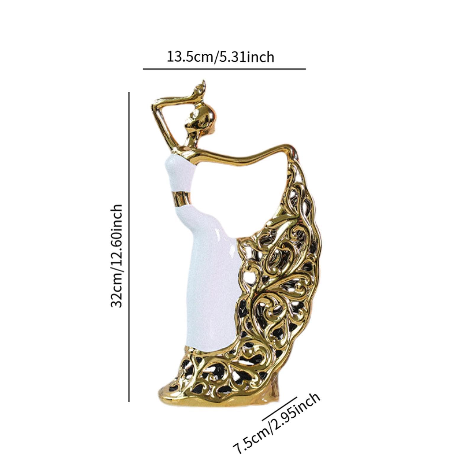 Escultura de Cerámica Estilo Nórdico: Muñeca Elegante, Estatua de para Estantería O Mesa.