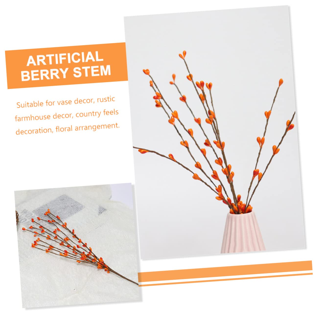 Alipis 3 Sätze Künstlicher Beerenzweig Künstliche Baumpflücker Künstliche Beerenzweige Weihnachtsdeko Artificial Plant Rote Beerenpflücker Künstliche Pflanzen Plastik Orange 5 Stück * 3