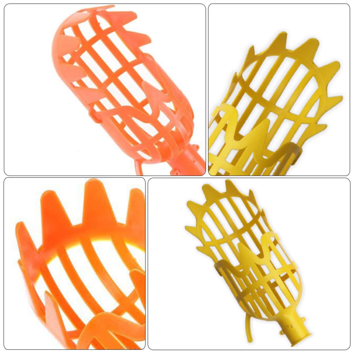 YARNOW 6pièces Outil De Cueillette De Fruits Plastique Cueilleur à Manche pour Fruits Tête Orange Tête Jaune