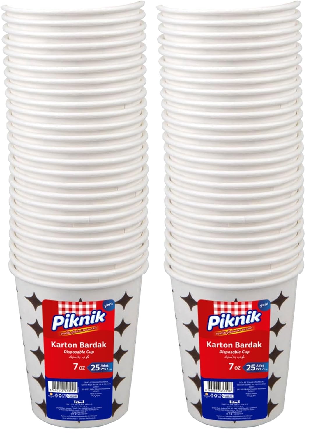 1976-P Piknik Karton Bardak 7 Oz 25'Li 2li paket