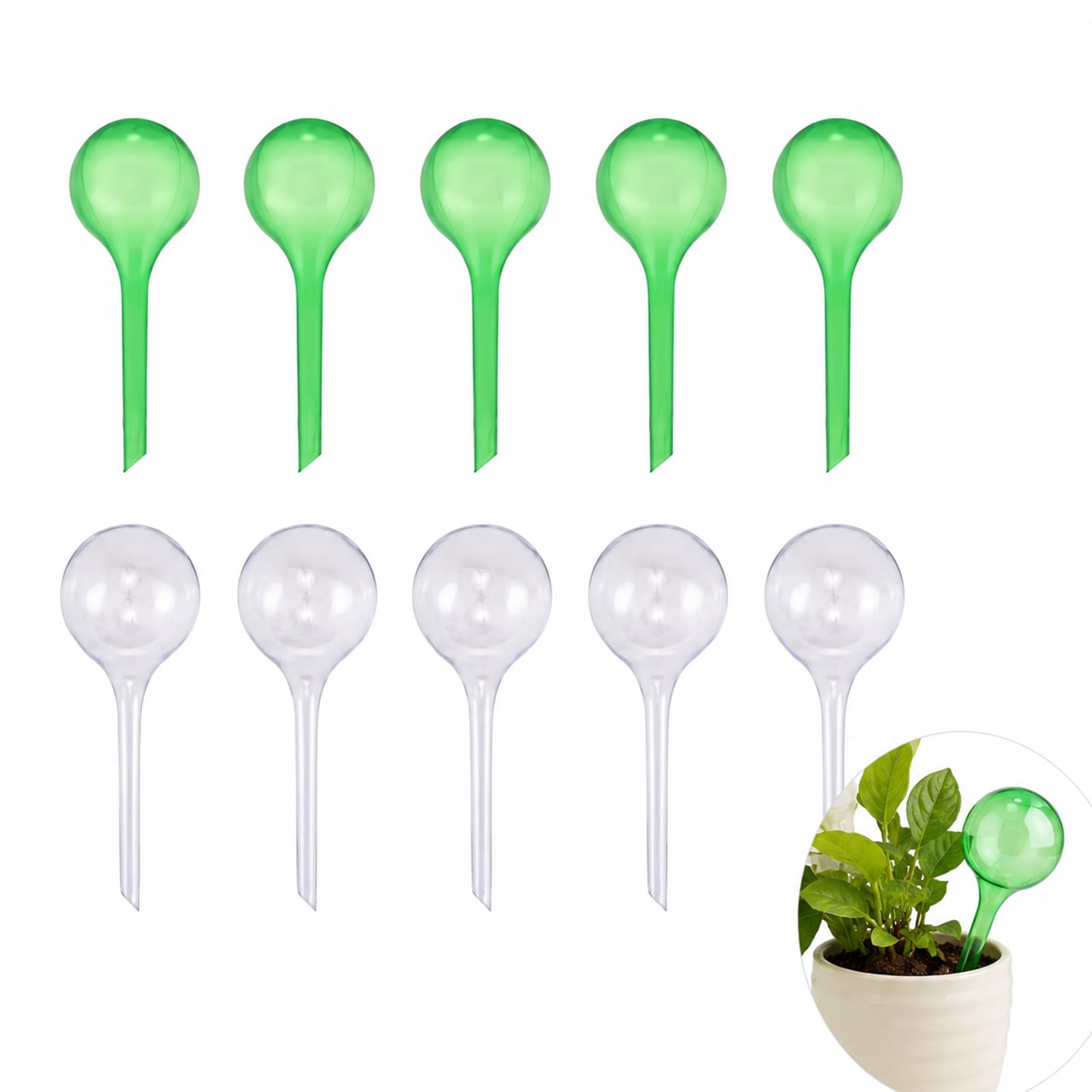 ELEGHT 10 Pcs Plant Watering Globes, 5cm Self Watering Transparent Plant Watering Devices for Indoor Outdoor