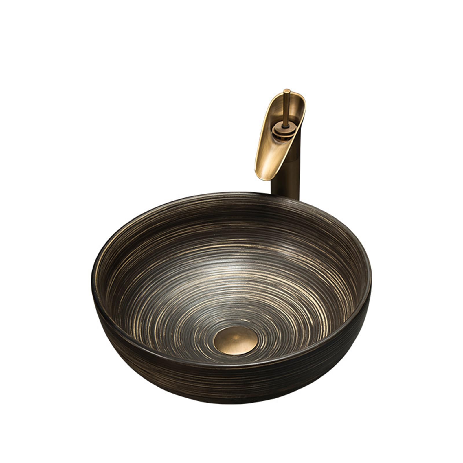 Aioneer Vessel Sink Round For Bathroom,16.5Inch Ceramic Vessel Washbasin For Lavatory Bathroom Bathroom Sink For Coutertop Modern Art Sink