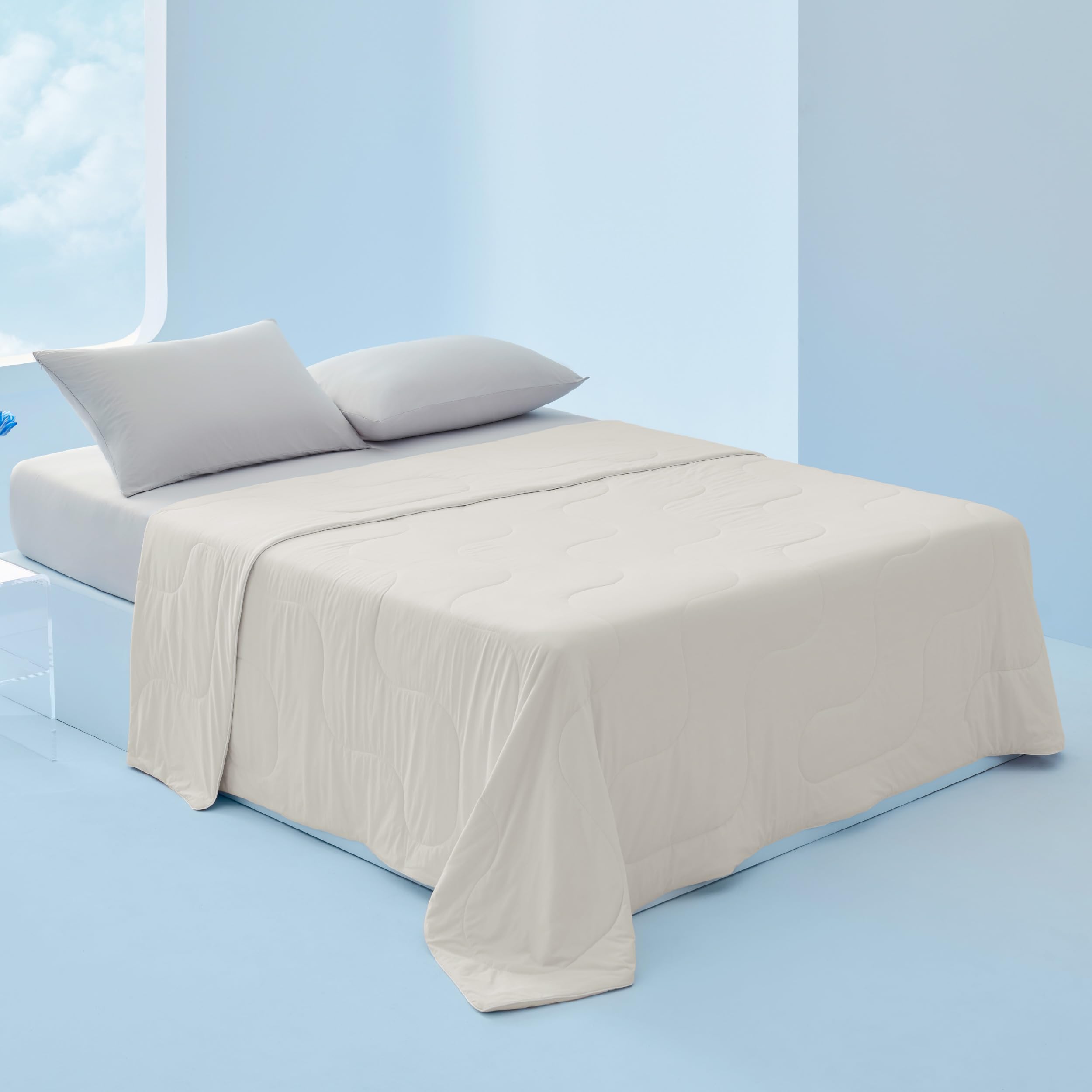 Bedsure Breescape Cooling Blankets for Hot Sleepers - Arc Chill Cooling Blanket, Lightweight Cooling Blanket Queen Size for Summer, Linen, 90x90 Inches