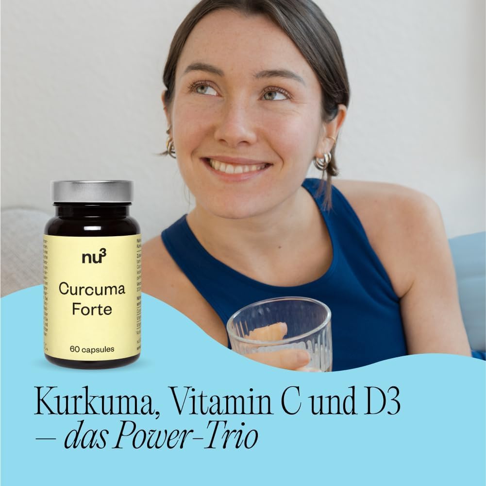 nu3 Curcuma Forte Mizellen-Kurkuma hohe Bioverfügbarkeit Vitamin C D3 Gelatinefrei glutenfrei 3x60 Kapseln