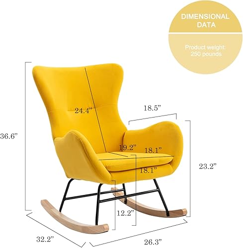 Miniatura 2 de Qtivii Silla mecedora moderna cómoda silla de acento con respaldo alto y reposabrazos balancín deslizante de guardería para sala de estar dormitorio