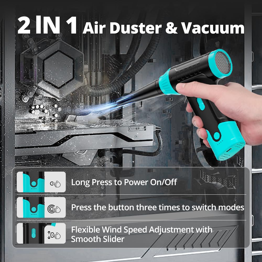 Kit di pulizia per tastiere ad aria compressa, 150.000 giri/min, mini ventilatore spray per spolverare auto, PC, tastiera, aspirapolvere (verde)