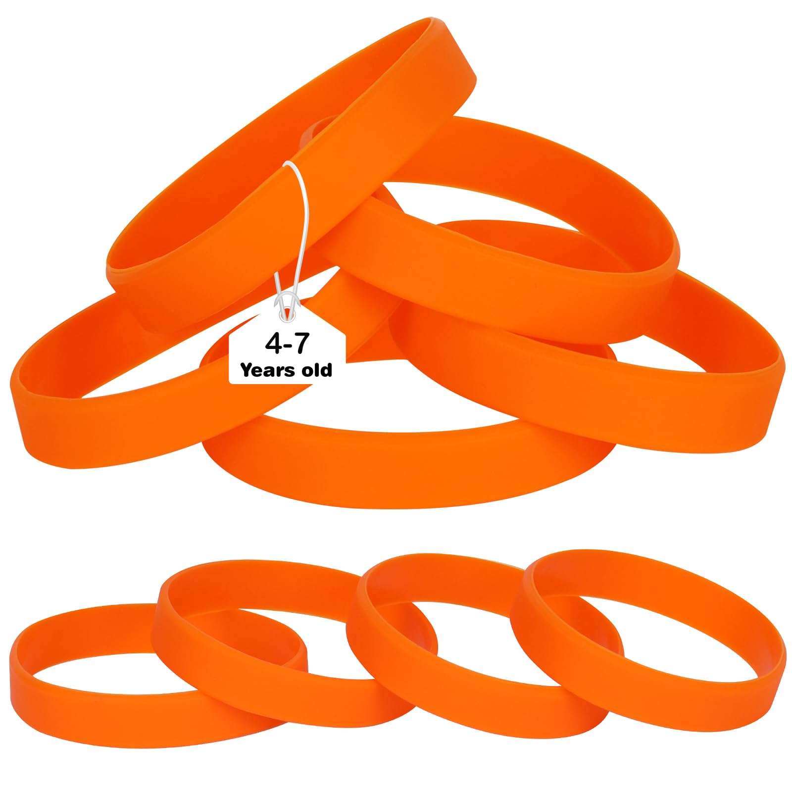 LVNRIDS Orange Silicone Elastic Wristbands Rubber Bracelets 25 Pcs for Kid, 16 cm Length Coloured Wrist Bands Silicone for Business School Activity Party Events Music Festival