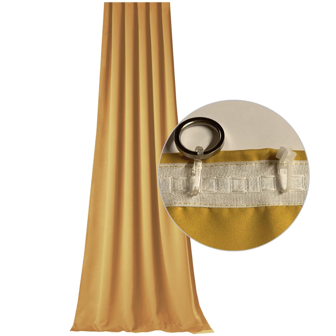 Vorhang Gardine Verdunkelung HITZESCHUTZ *Kräuselband* Blickdicht* 145x300 cm (BxH) *Klimavorhang* Übergardine * Curry-Gold