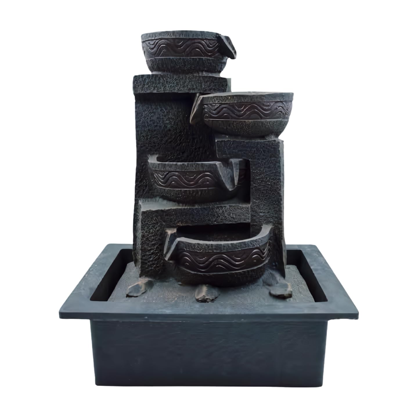 KRN Tranquil Serenity Tabletop Water Fountain for Home - Ideal Decorative Gift | Waterfall Fountain with LED Lights for Garden Décor Items, Home Showpiece, Living Room Polyresin Tabletop Fountain