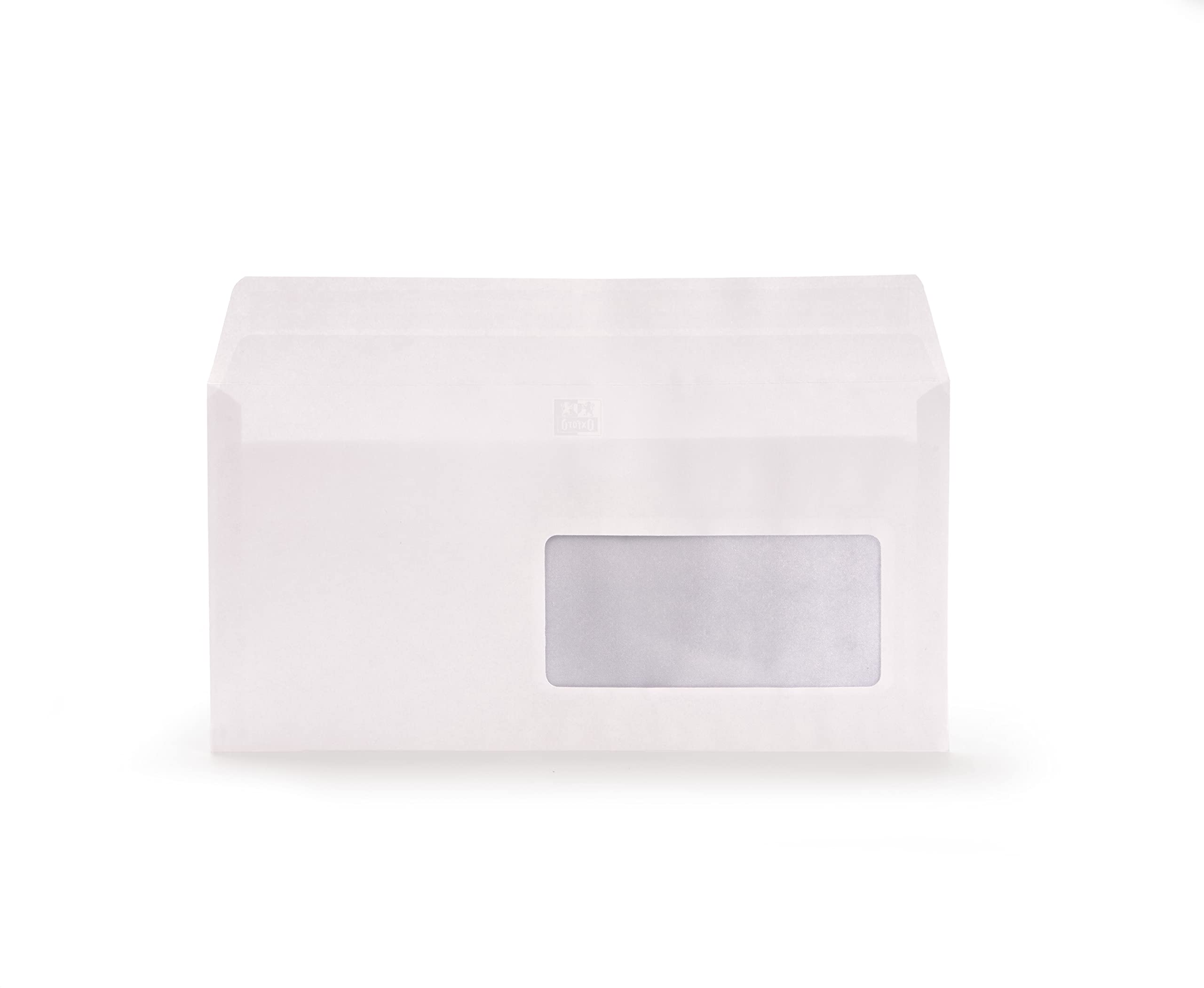 Oxford 100102009 Boîte de 500 Enveloppes auto-adhésives format 110 x 220 mm avec fenêtre 45 x 100 mm Blanc