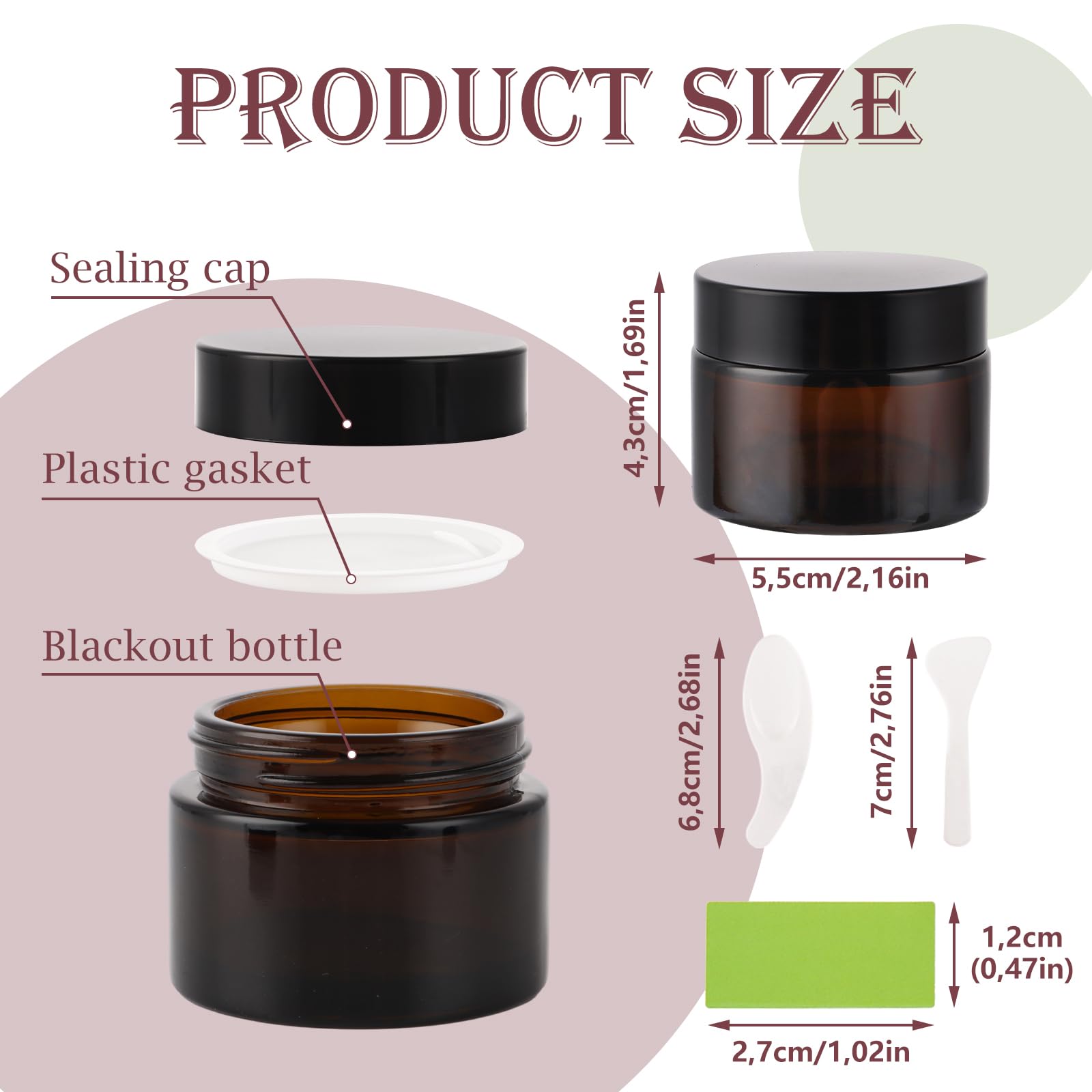 20 Stück Cremedosen zum Befüllen 50ml Glas, Glastiegel 50ml mit Deckel für Creme, Tiegel für Creme, Salbentiegel Braunglas mit Deckel und Liner für Kosmetika, Lotionen, Cremes