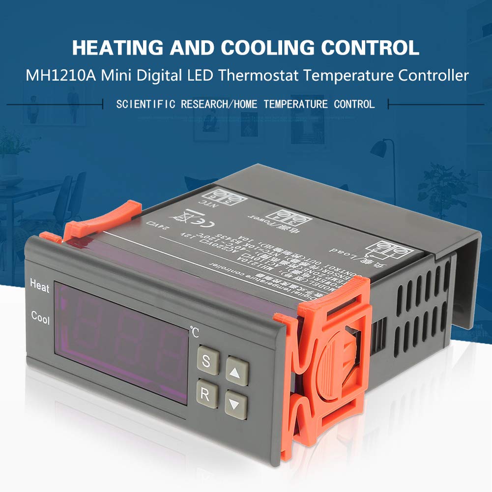 Hyuduo MH1210A Contrôleur de Température du Thermostat Numérique avec Sonde de Capteur 40-120 ℃ Fonction de Démarrage de Différence de Retour Réglable à Large Plage pour le Contrôle de (DC12V)