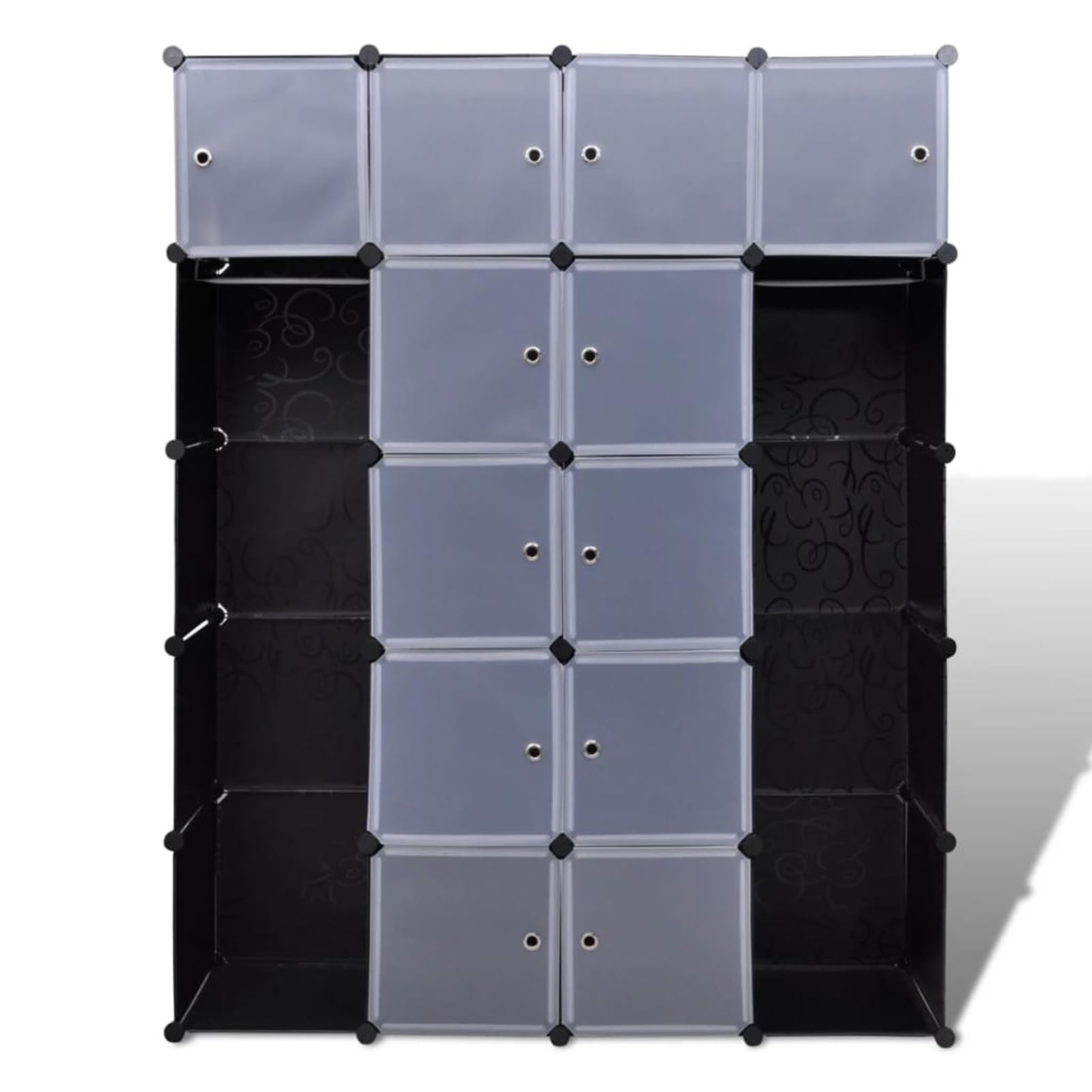 ShGaxin Armario Modular 14 Compartimentos Negro y Blanco 37x146x180,5cm, Armario Ropero, Estanteria Modular, Estanteria Cubos, Armario Estanteria, Estanterías Almacenamiento