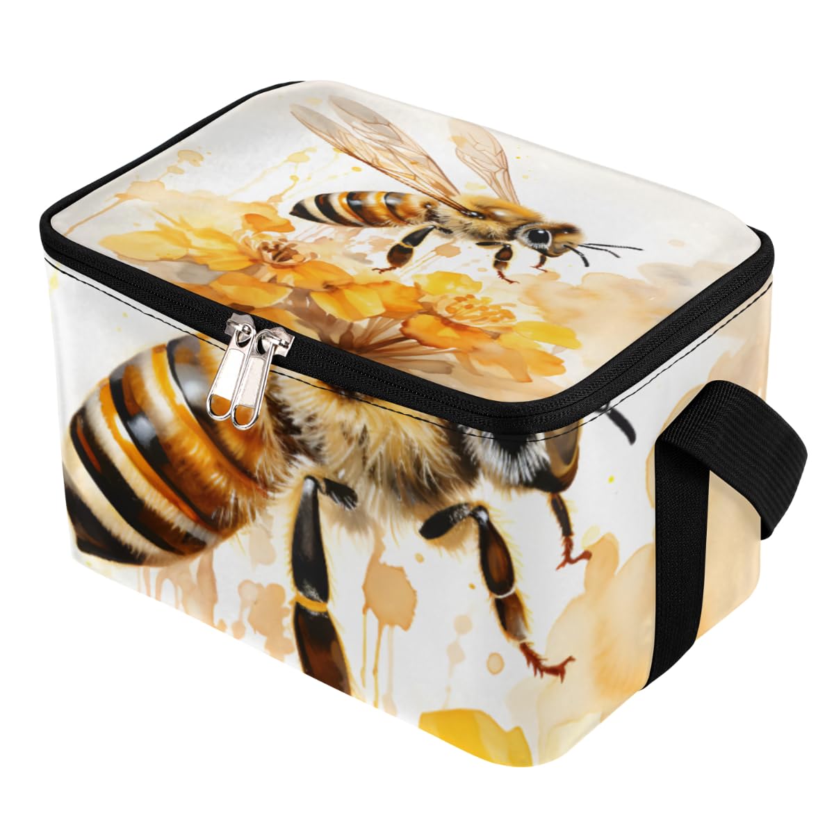 GzLeyigou Lunch Bags for Women Men 9 Cans,Insect Bees Hot & Cold Food Delivery Bag Insulated Grocery Bag Insulated Lunch Box Flowers Cooler Bag for Office Work Picnic Beach