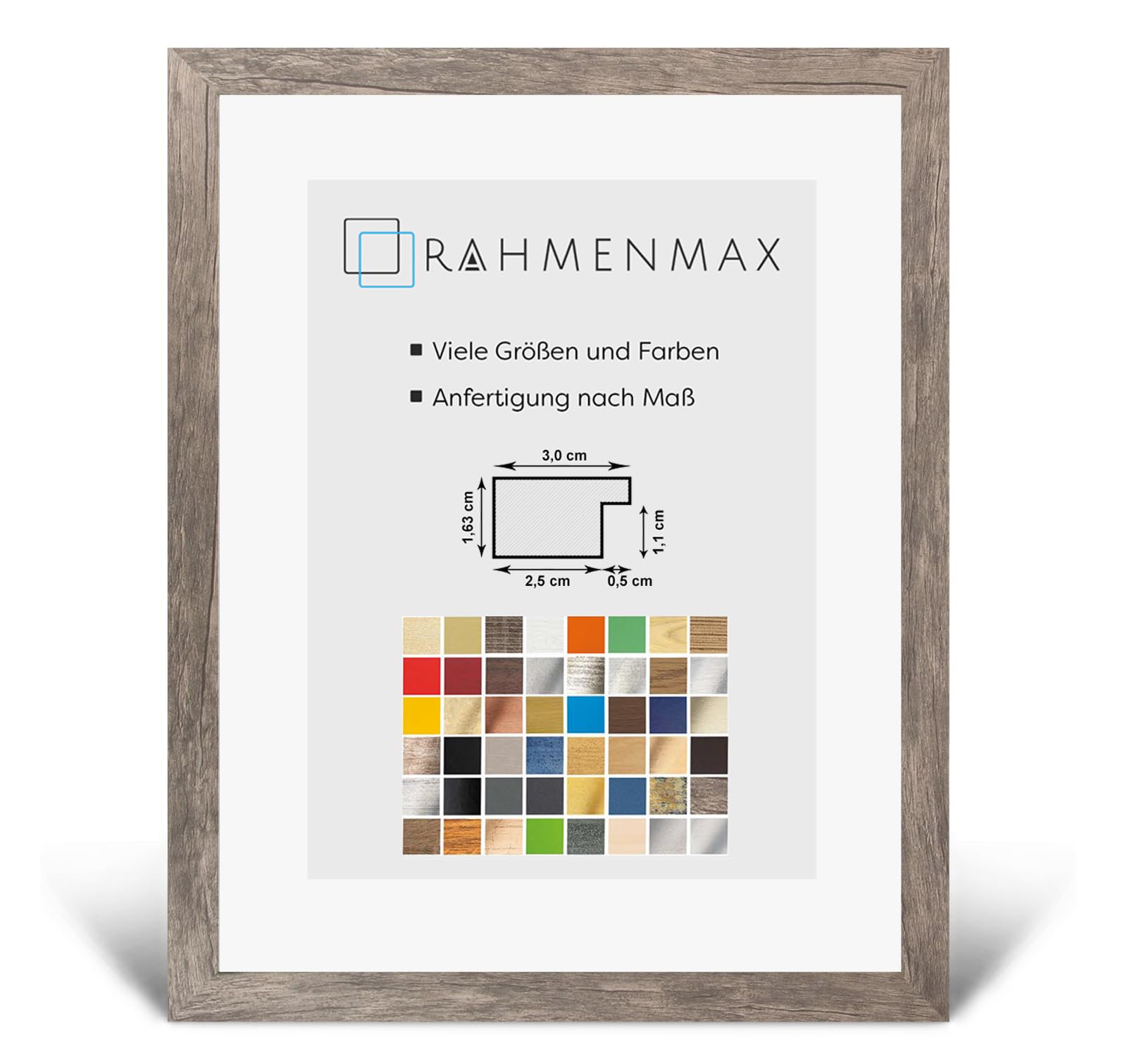 Cadre en bois 47x63 sur mesure RahmenMax Morena premium