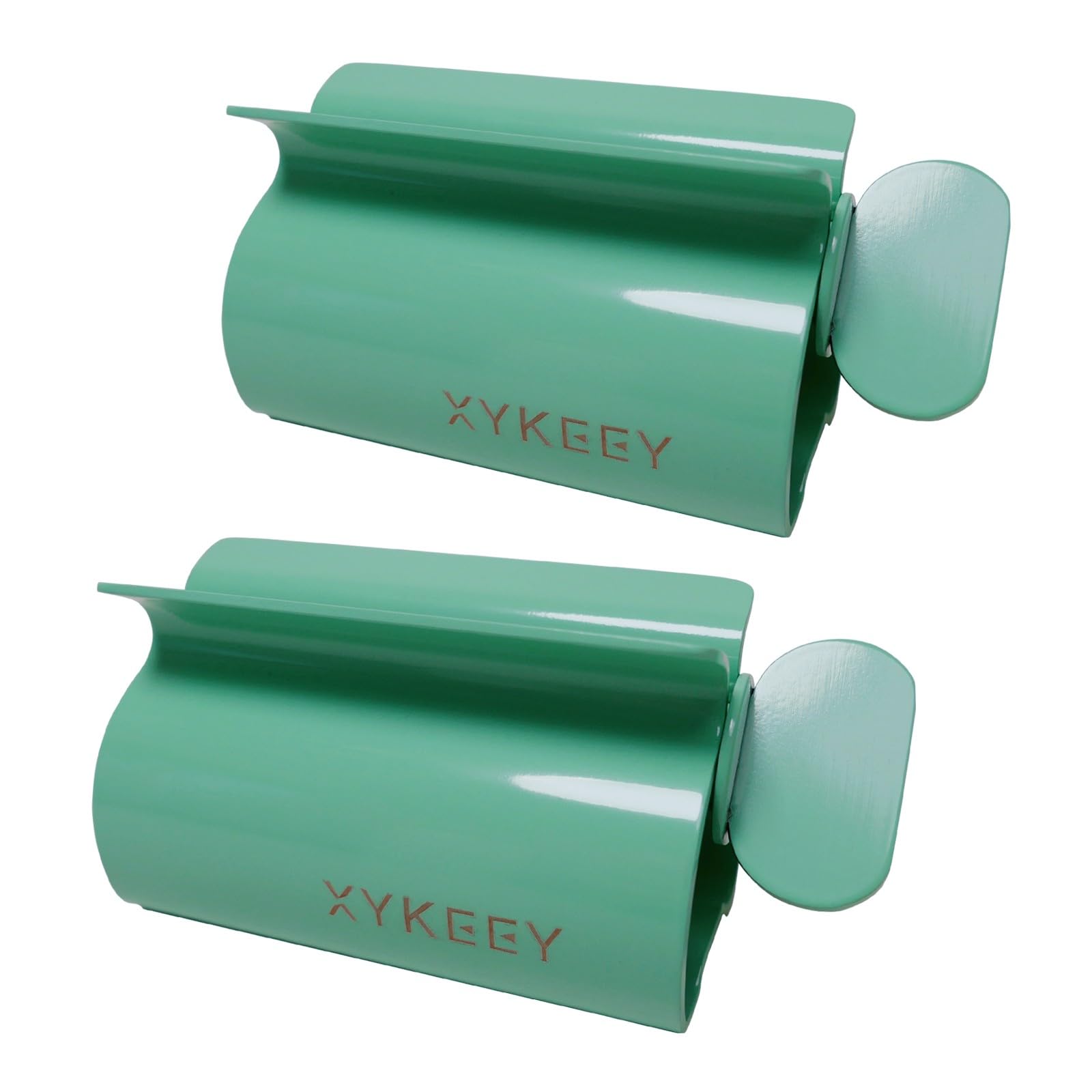 XYKEEY Toothpaste Tube Squeezer - Set of 2 Toothpaste Squeezer Rollers, Metal Toothpaste Tube Wringer Seat Holder Stand (Green)