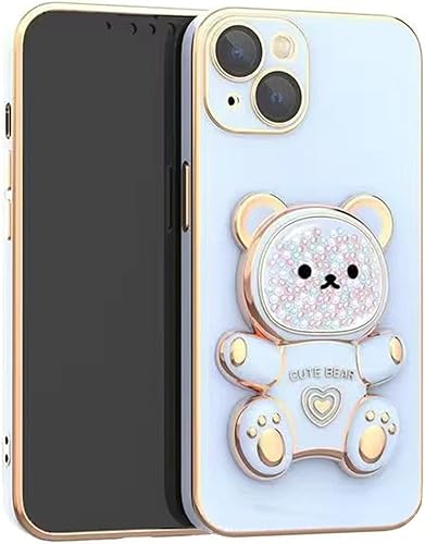 Cute Bear - Soporte oculto compatible con iPhone 11 Pro MaxCase, TPU suave, a prueba de golpes, soporte de oso 3D, con protección de cámara, para