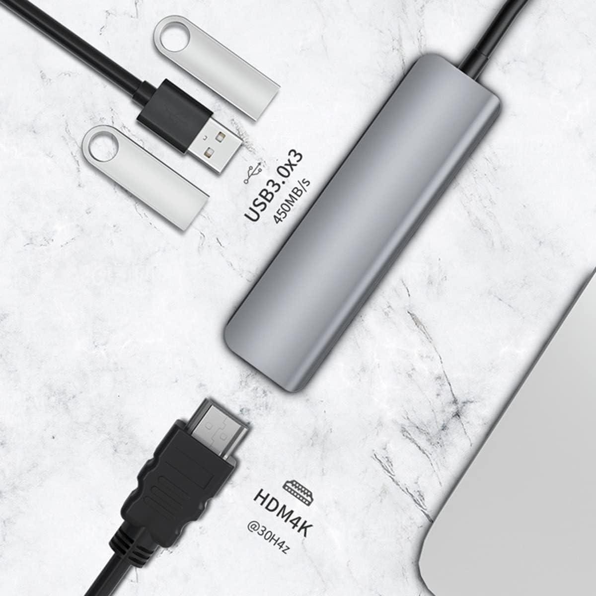 Hub USB C 4 in 1 Hub USB a 4 porte Micro USB Splitter USB Ultra-sottile Hub dati USB portatile Espansore porta USB HDMI 4K
