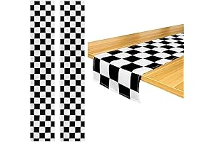 Black and White Checkered Fabric Table Runner