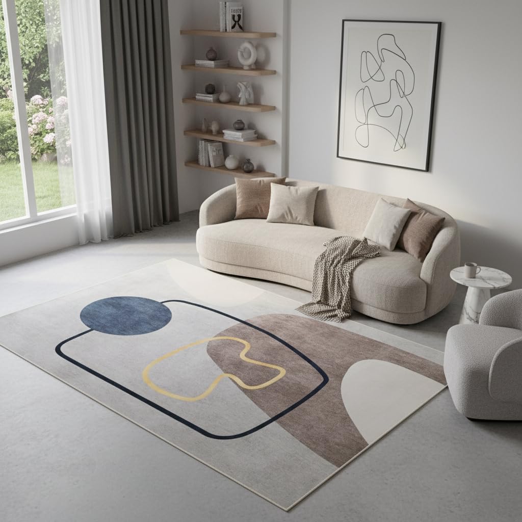 TAPISO Nora Teppich Grau Blau Abstrakt Modern Wohnzimmer 160 x 230 cm