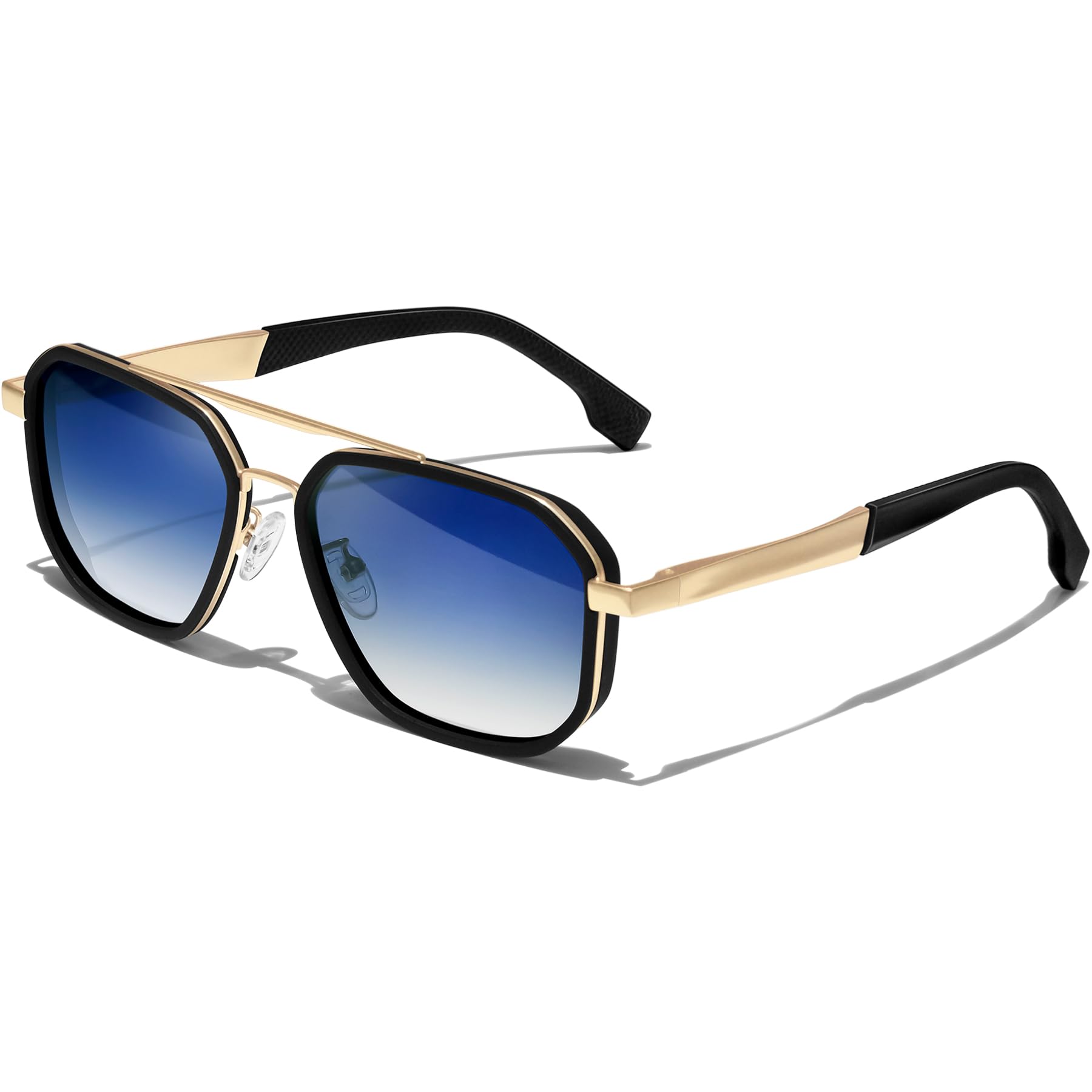 KANASTAL Lunettes de Soleil Homme Polarisées Mode Lunette de Soleil Femme Carrée UV400 Rétro Double Pont