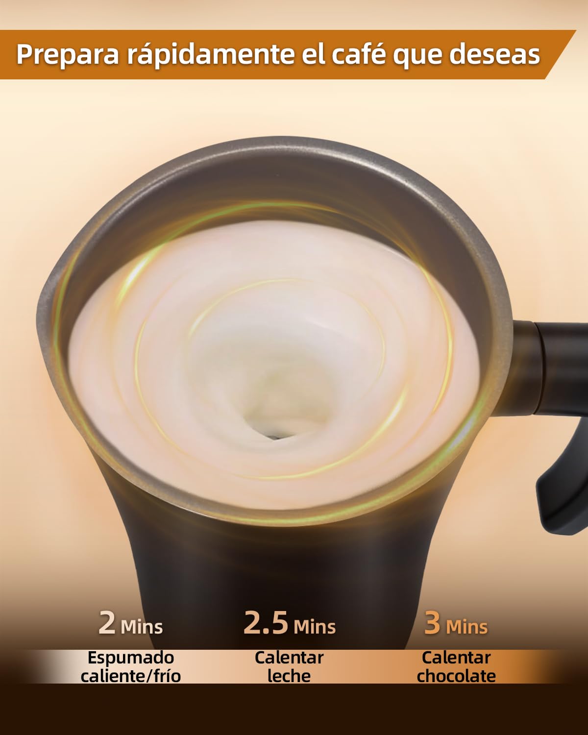 Cafetera de Leche, 4 en 1, con Función de Espumado y Calentamiento (Negra)