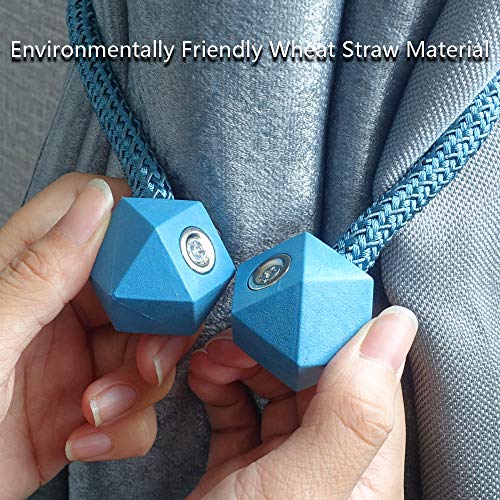 image for HHGZON 2PCS Magnetic Curtain Tiebacks Wheat Straw Material Diamond Sty
