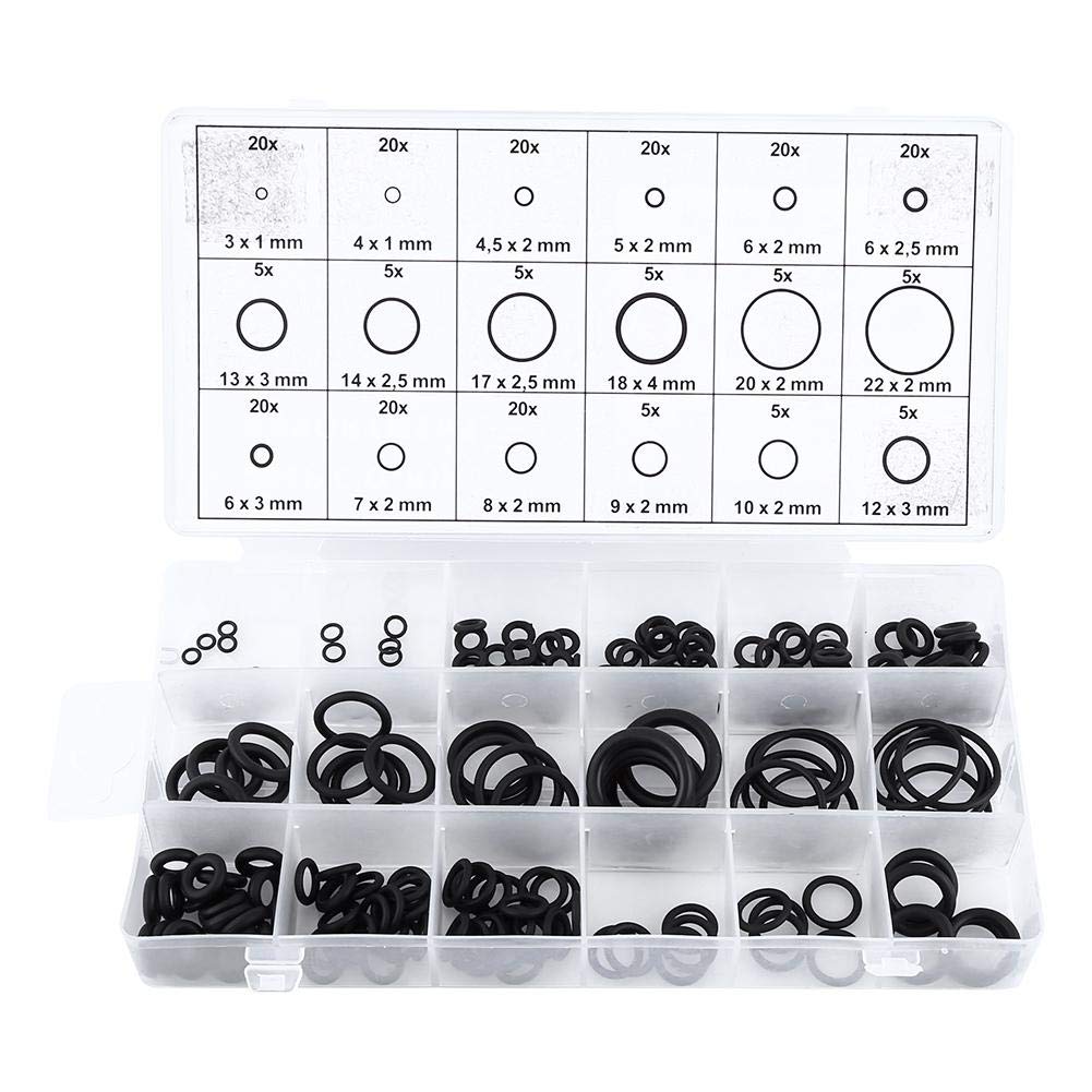 O Ring Kit, 18 Type O-Rings Rubber O Ring Gasket in Plastic