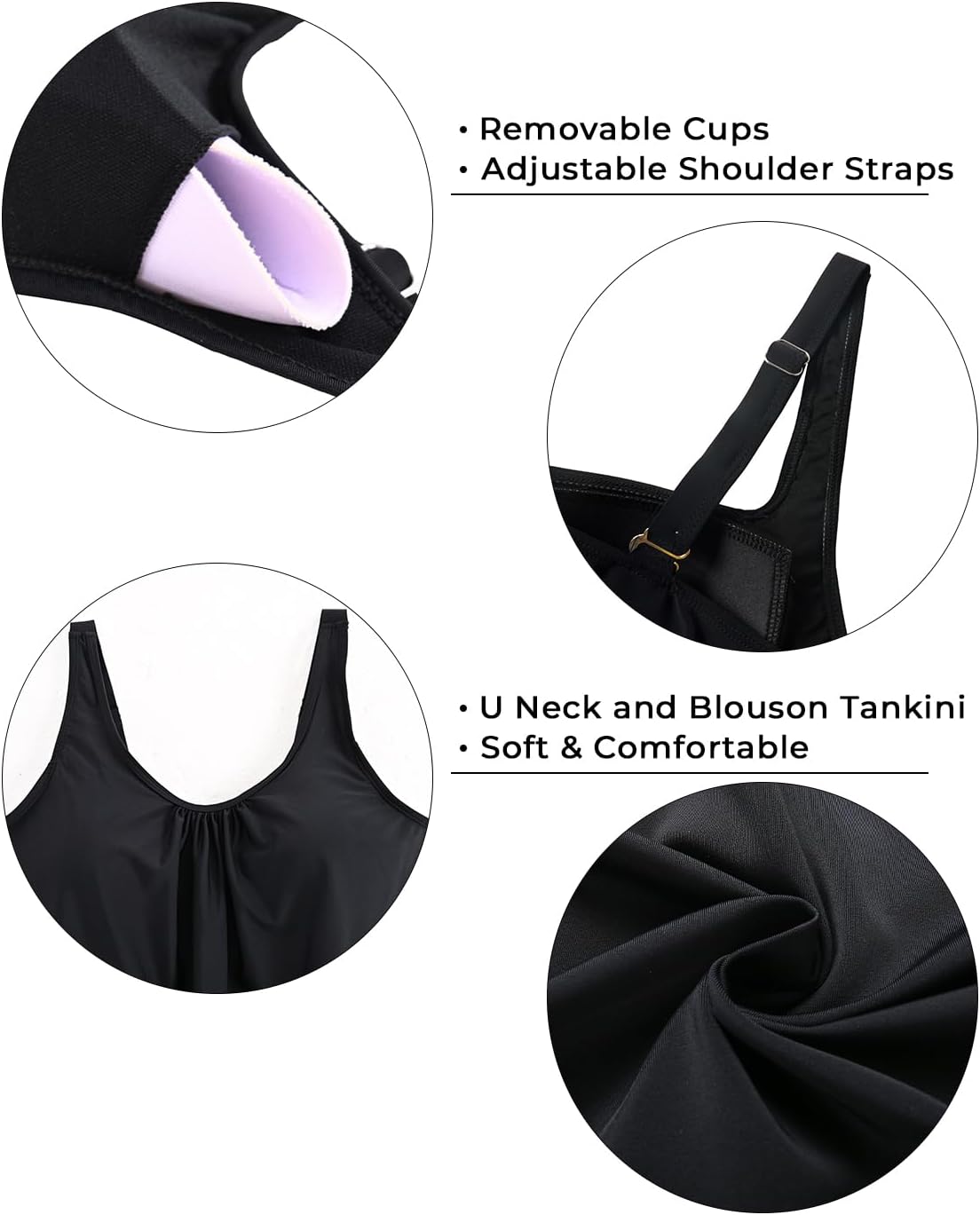 Aqua Eve Two Piece Women's Tankini Swimsuits Blouson Swim Tank Top with Shorts Modest Bathing Suits - Image 6