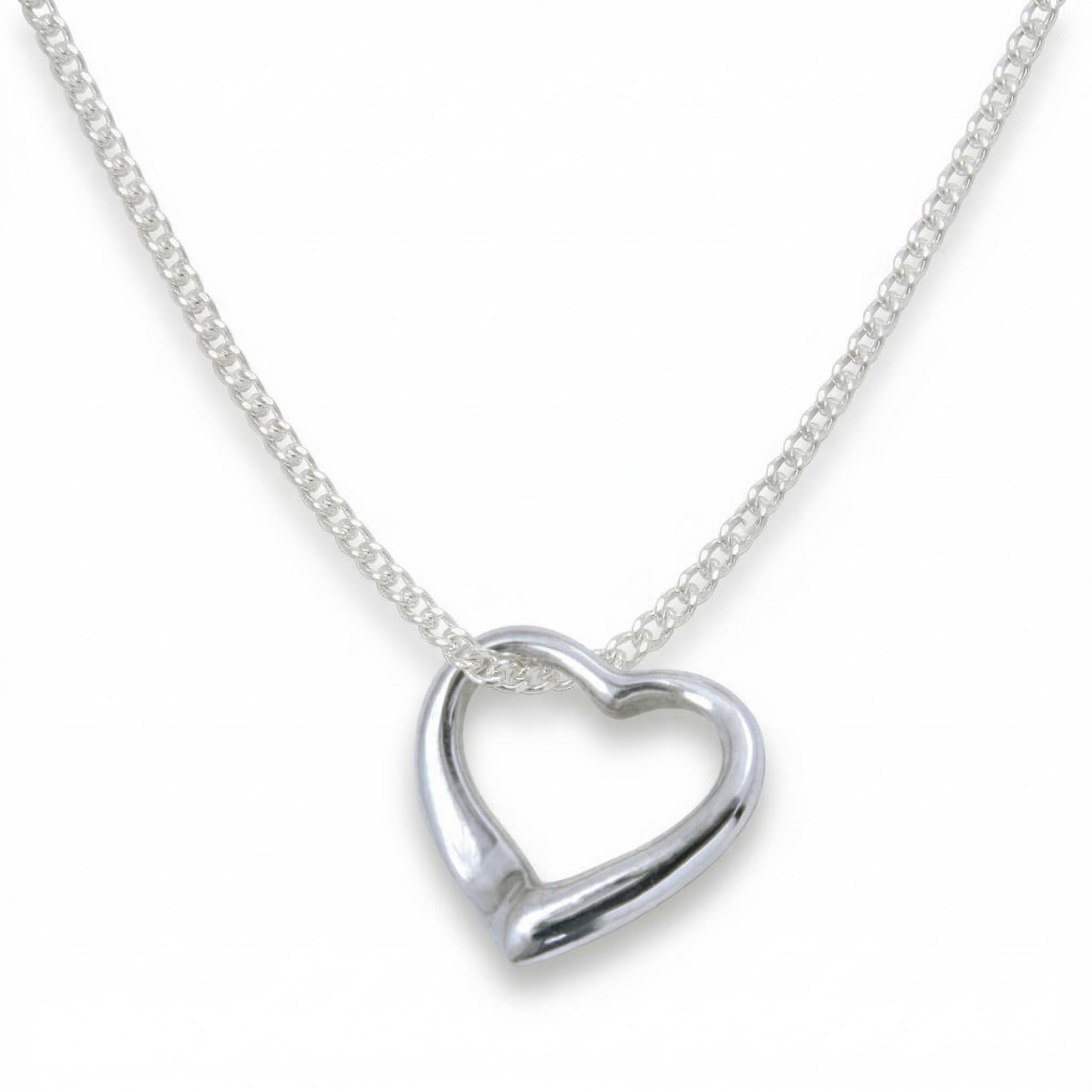 Heather Needham Sterling Silver Floating Heart Necklace on 16"/41cm silver chain - HEART SIZE: 10mm SOLID SILVER - NOT PLATED. Gift Boxed 8029/16