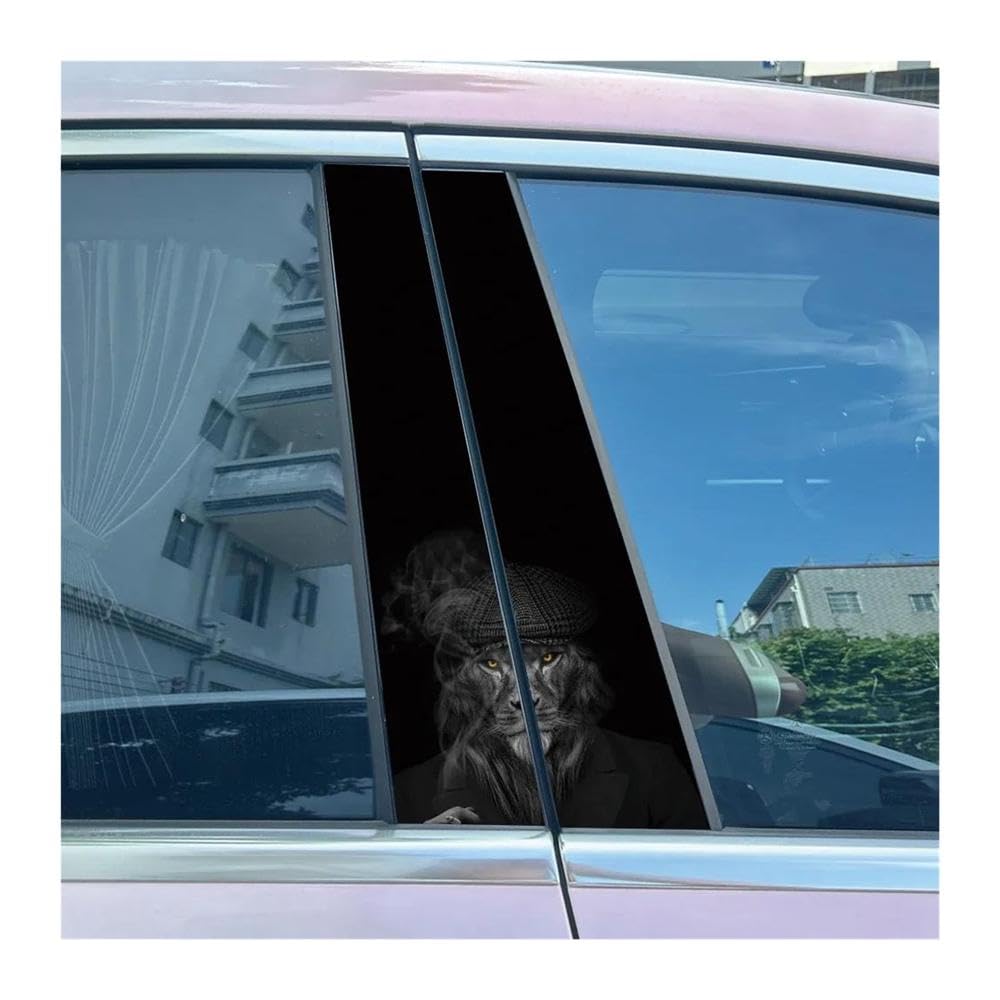 Body Parts 2pcs Car B-Pillar Decals Animal Lion Cartoon Auto Center Pillar Waterproof Sticker(H)