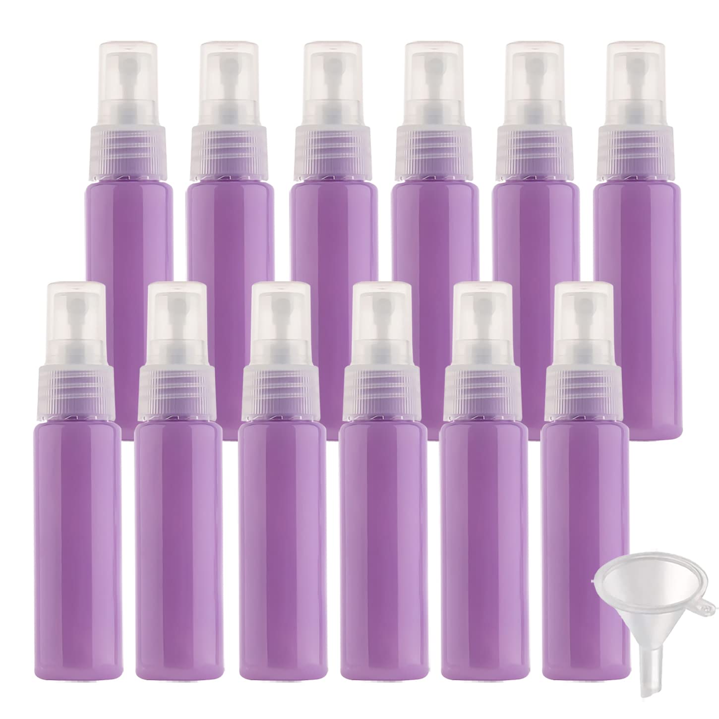 100 Stück 30ml Sprühflasche Lila Leer Feinen Nebel Sprühflasche Reise Zerstäuber Klein Plastik Nebel Parfümzerstäuber Reiseflaschen mit Trichter