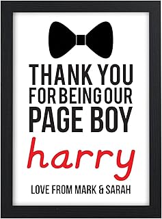 Personalised Bow Tie Thank You Gift for Page Boy, Usher, Best Man Wedding Party - Thank You Presents for Page Boy Wedding Party Favours - A5, A4, A3 Prints and Frames