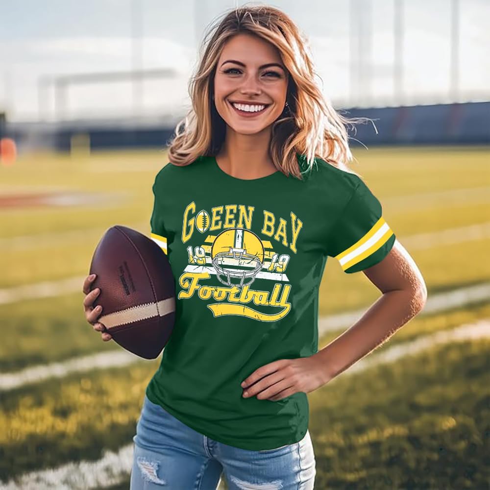 Football Shirts for Women Game Day Tshirt Football Team Fans Gift Tees Sport Season Short Sleeve Tops - Image 2