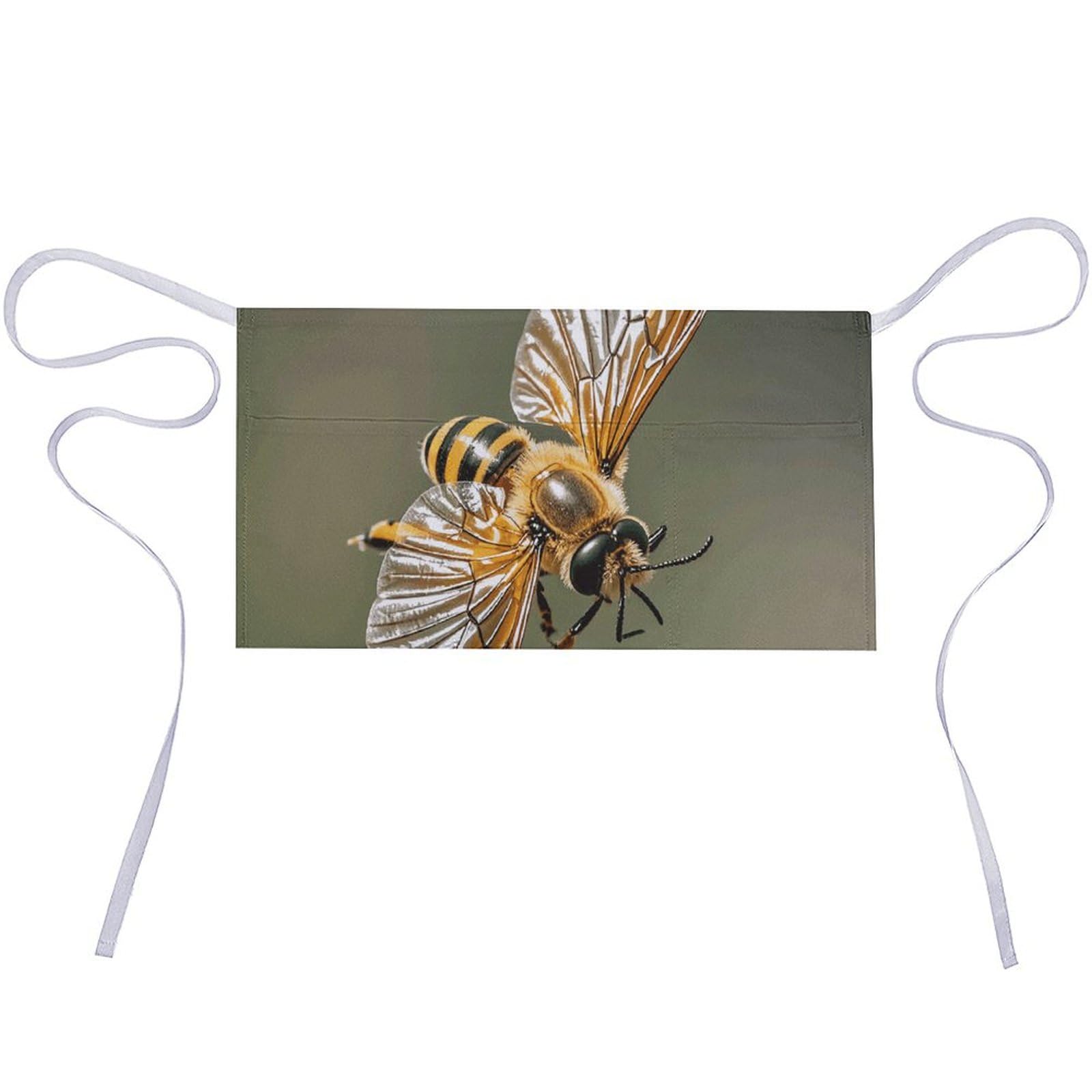 DJUETRUI Bee Flying Adjustable for Women Men with Pockets Extra Long Lab Apron Butcher Apron Oxford Cloth Cotton Apron for Kitchen Cooking Baking