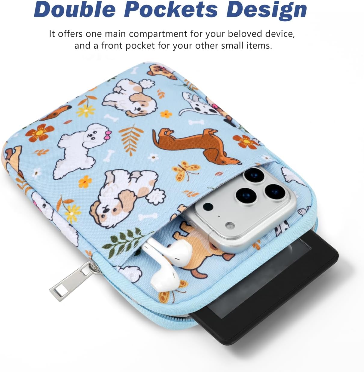 Dadanism 6-7 Inch Universal Padded Sleeve for eReader, Blue+Dog image 4