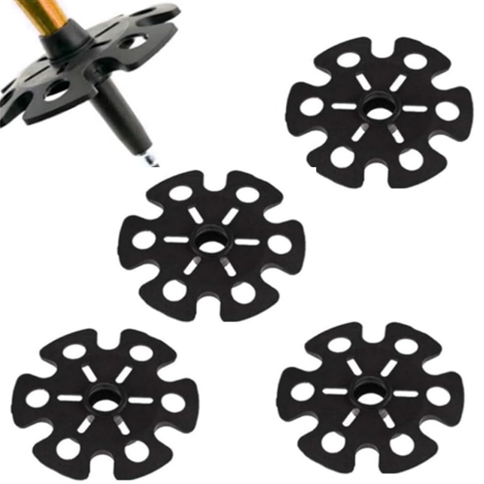 Qiutdisn 8 Pcs Trekking Pole Replacement Tips Walking Stick Tips Ski Poles Basket Snowflake Basket Mud Ski Basket Powder Baskets Rubber Feet