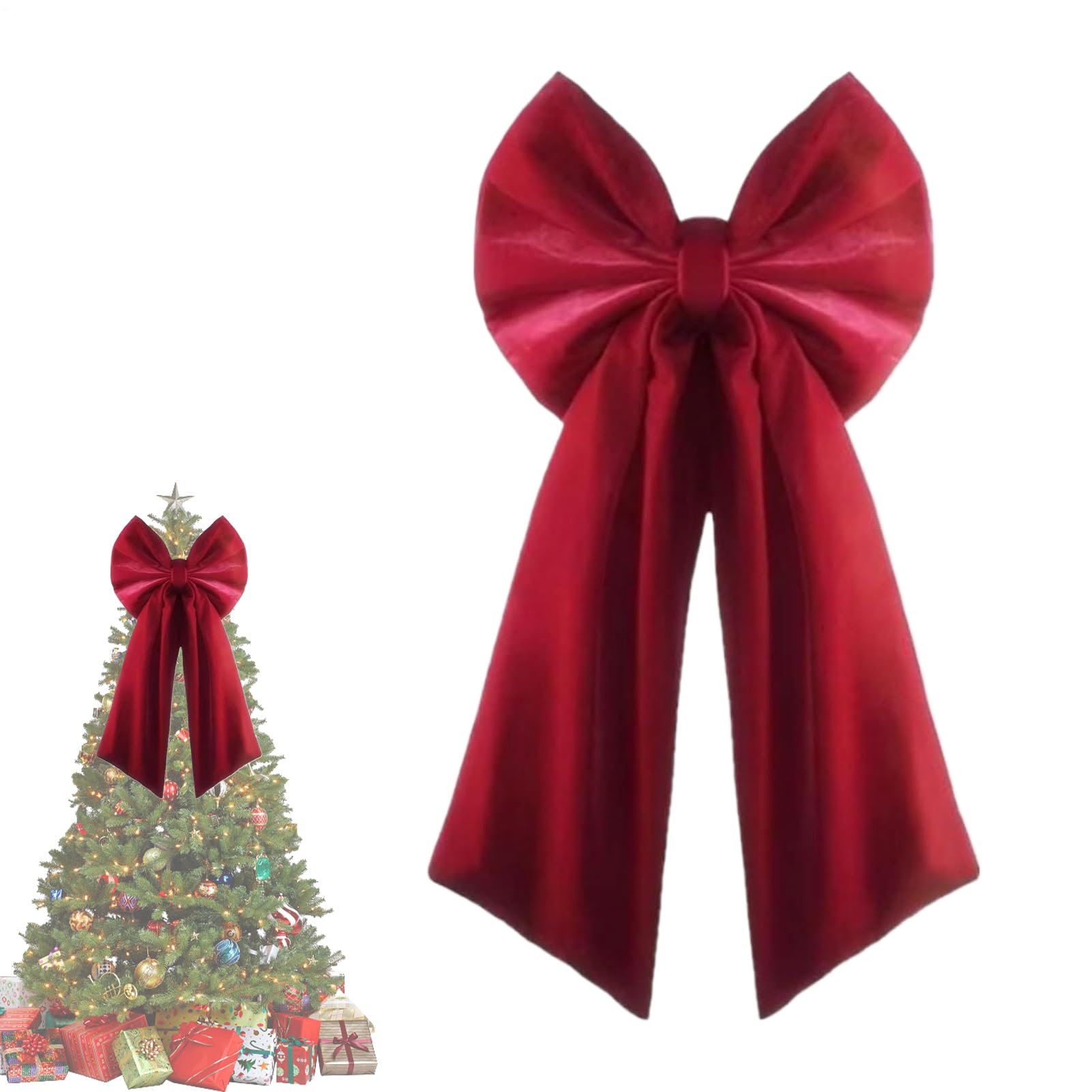 Lazo gigante de Navidad rojo de 36 x 18 pulgadas para adornar chimeneas y puertas de exterior