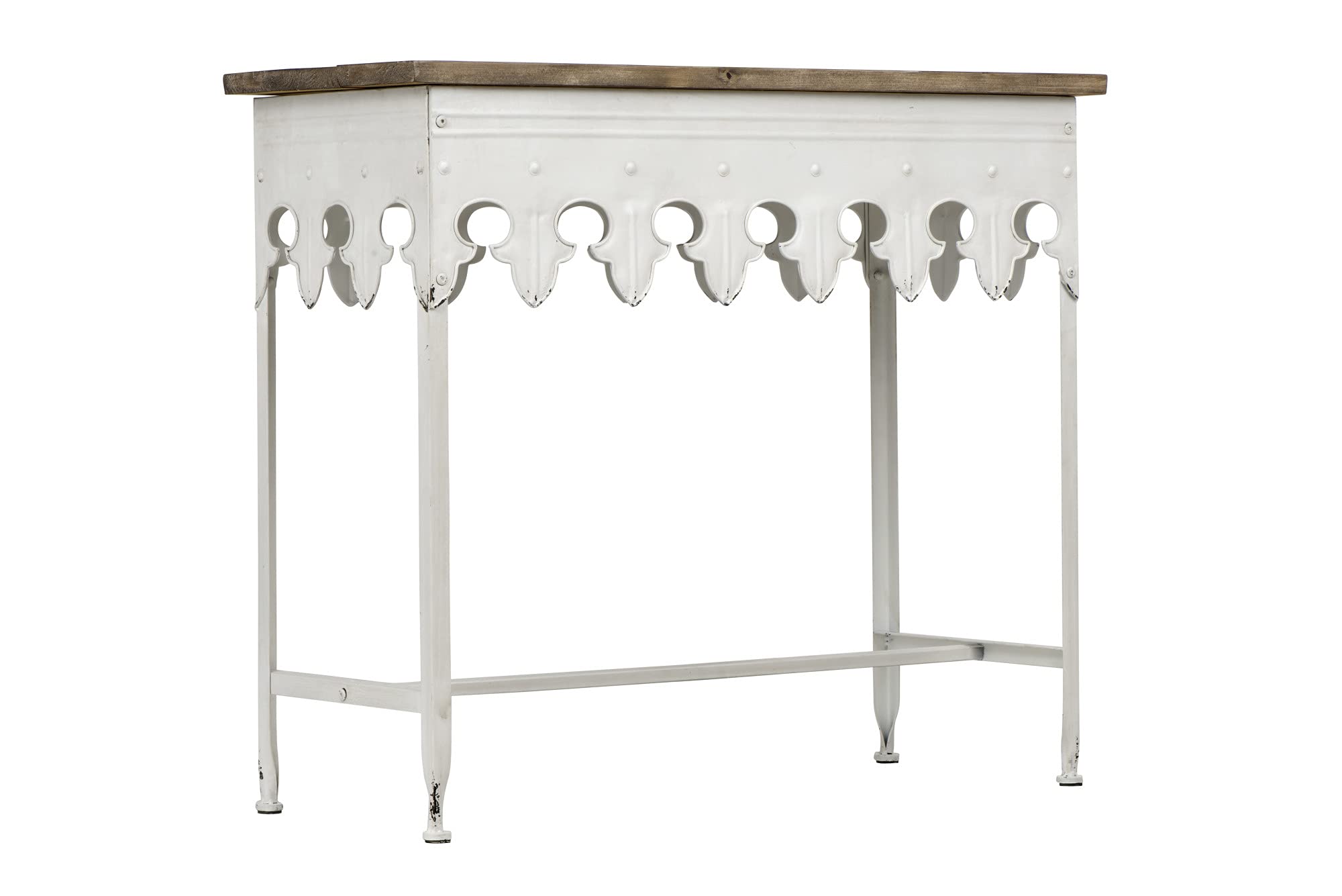 Photo 1 of Creative Co-Op Rustic Farmhouse Metal Console Table with Solid Wood Top, Distressed White Antiqued Whiteb