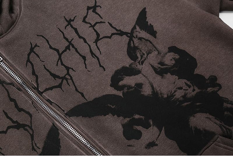 Miniatura 5 de Grunge Acubi - Sudaderas con capucha y cremallera para mujer, estilo gótico Y2k, ropa de calle Emo Alt, con estampado gráfico y bolsillos