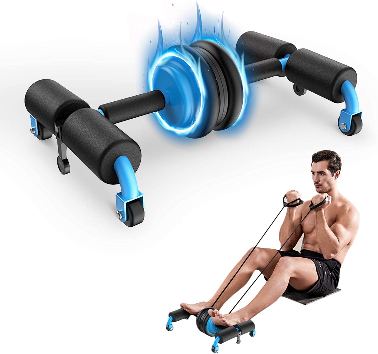 Marrone Ab Wheel Roller Kit with Knee Pad and Resistance Bands, Push up Bar Sit up Assistant Exercise Equipment, Multifunctional Abs Workout Equipment, Home Gym Fitness Device-image-23