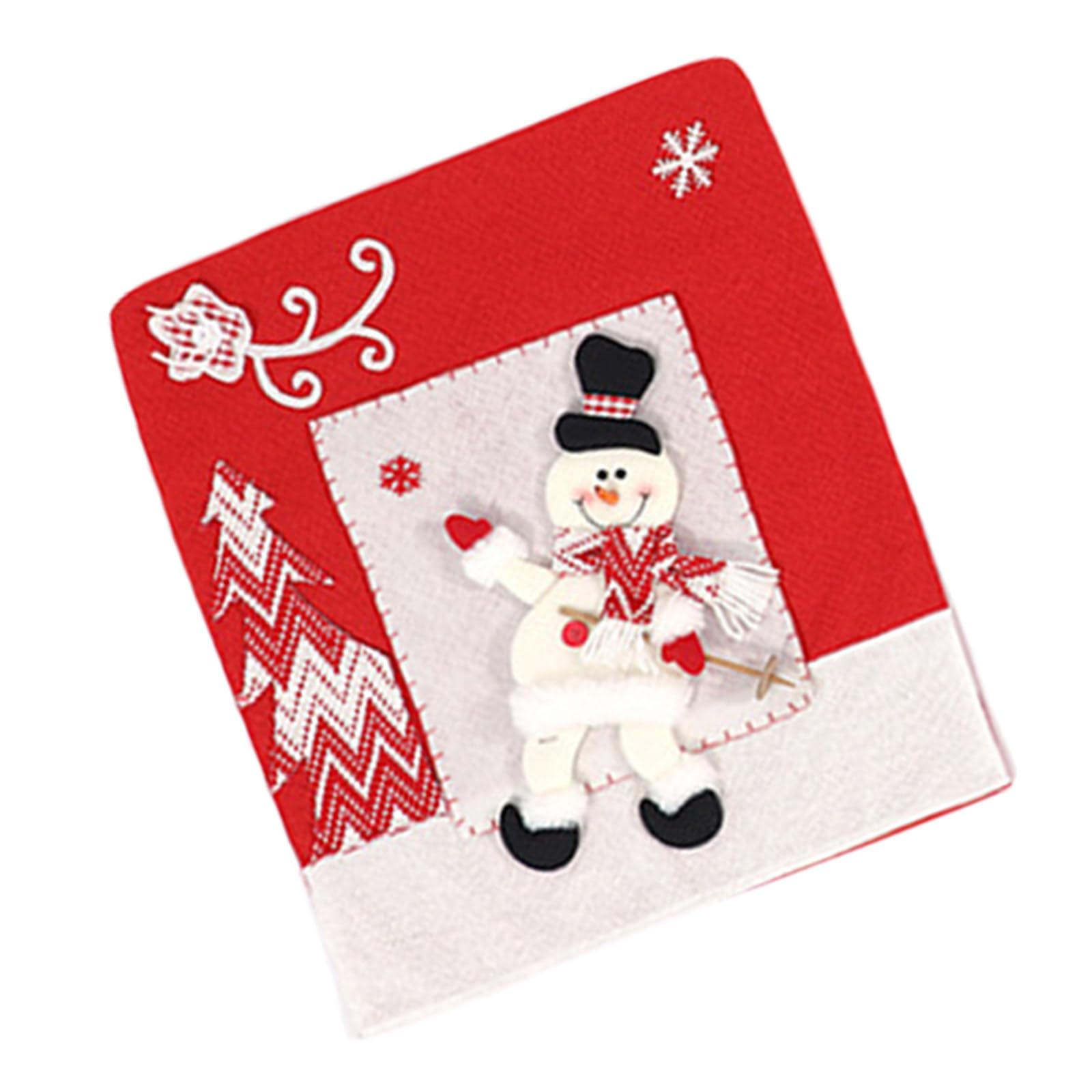 Kalttoy Snowman Christmas Chair Covers Dining Chair Decoration Santa Hat Slipcovers For Festival Homes Decors Kitchen Dress Up Decorations