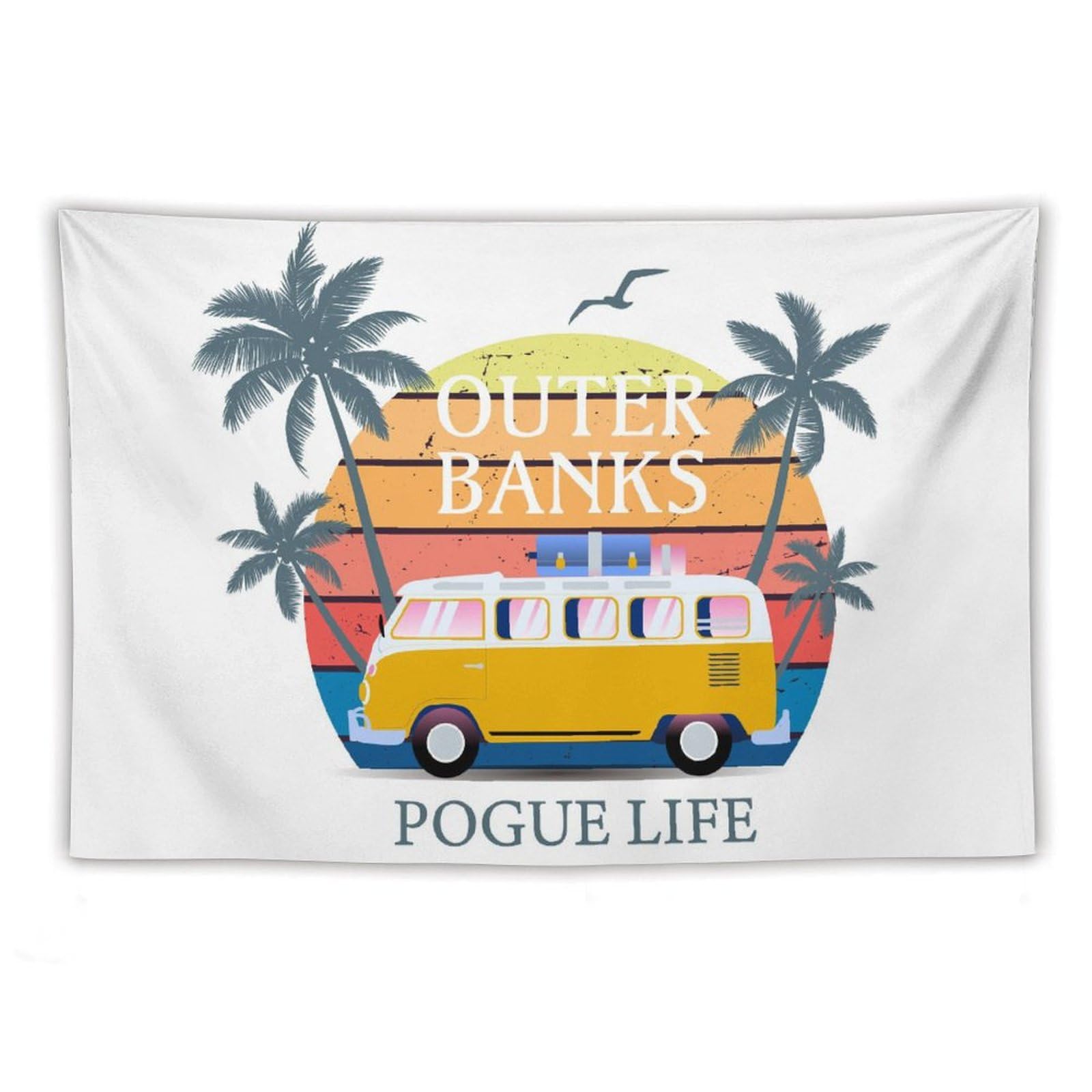 DOBOER Pogue Life, Outer Banks North Carolina Tapestry for College Dorm, Bedroom And Living Room Home Decor 40"x60", Retro Vintage Art Wall Tapestries Hanging for Gifts